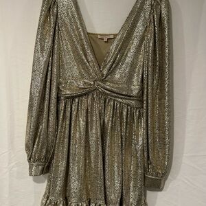Skies Are Blue Metallic Gold Dress